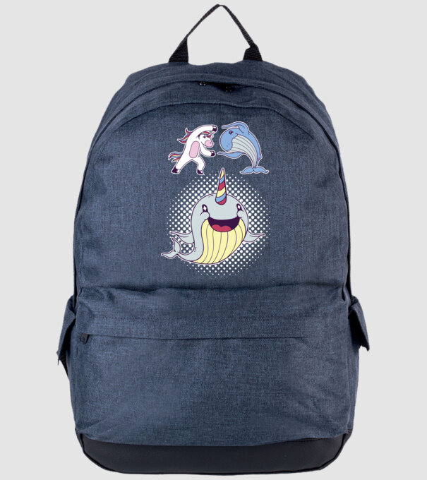 Unicorn Balenă Fuziune - Narval model albastru jeanși pe tricou