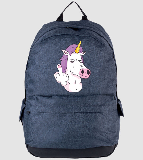 Unicorn arată degetul model albastru jeanși pe tricou