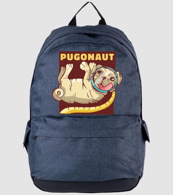 Mops Astronaut model albastru jeanși pe tricou