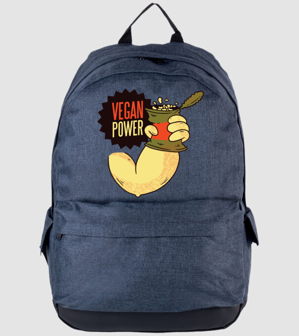 Putere vegan model albastru jeanși pe tricou