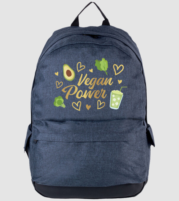 Vegan Power tricou vegan model albastru jeanși pe tricou