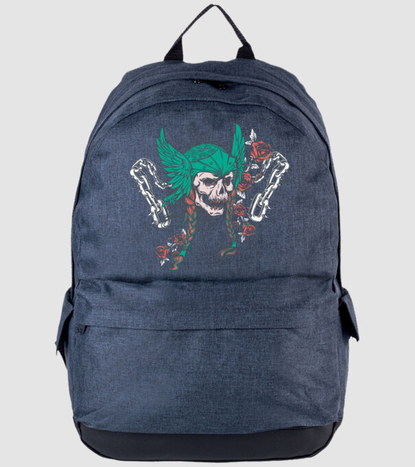 Vintage Craniu Viking model albastru jeanși pe tricou