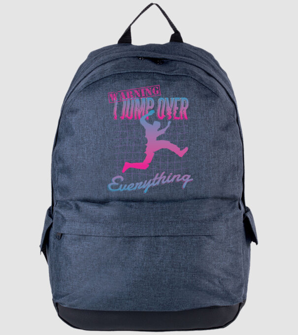 Warning I Jump over everything Parkour model albastru jeanși pe tricou