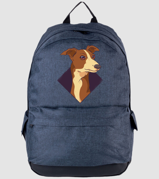 Cap câine Whippet model albastru jeanși pe tricou