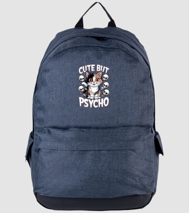 Cute, but Psycho pisică Negru model albastru jeanși pe tricou