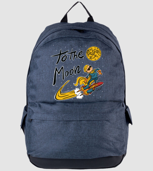 To the Moon Bitcoin model albastru jeanși pe tricou