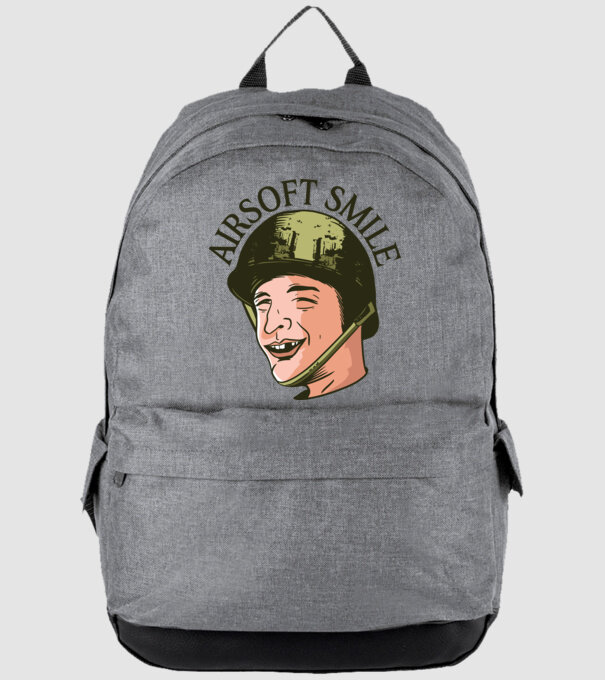 Zâmbet Airsoft model gri pe tricou