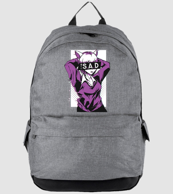 Anime fată tristă model gri pe tricou