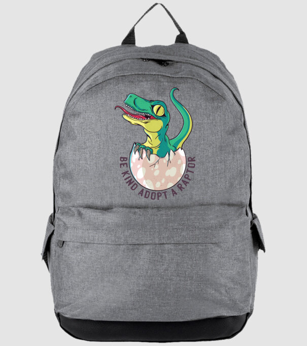 Be kind adopt a Raptor tricou cu dinozaur model gri pe tricou