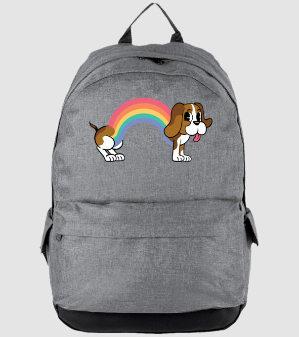 Beagle curcubeu model gri pe tricou