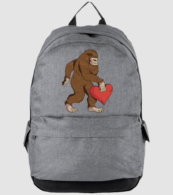 Bigfoot Yeti cu inimă model gri pe tricou