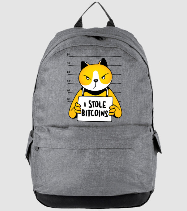 Pisică hoață Bitcoin model gri pe tricou