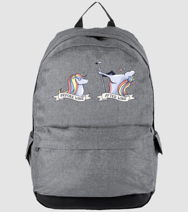 Înainte și după vin Unicorns model gri pe tricou