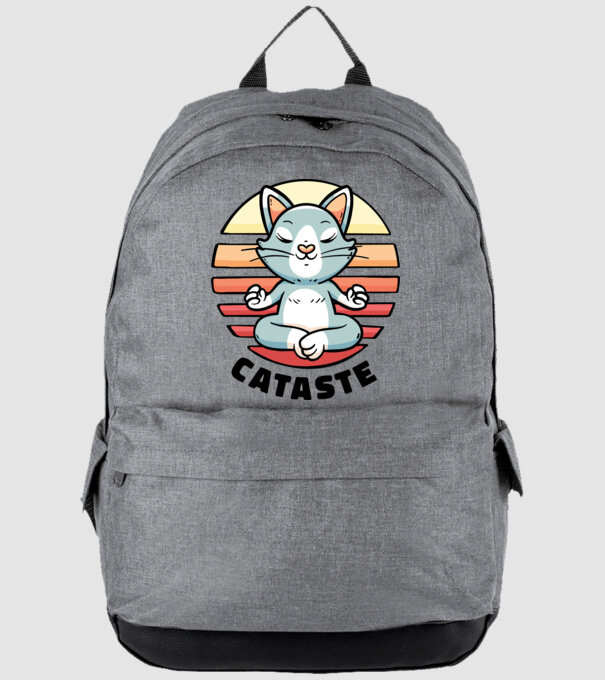 Pisică Cataste meditație model gri pe tricou