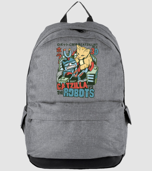 Catzilla Vs Robots model gri pe tricou