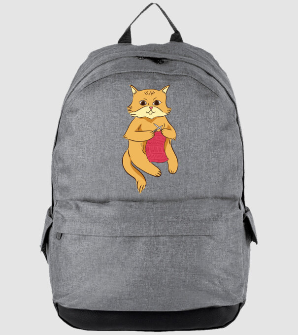 Pisică croșetând model gri pe tricou