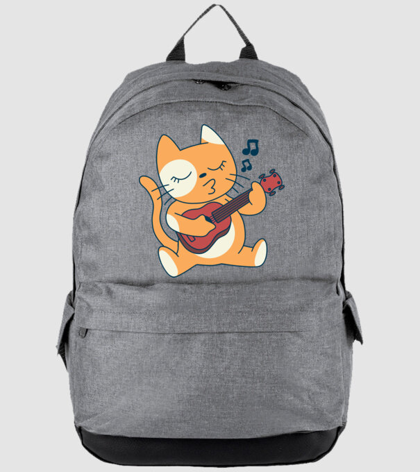 Pisică chitară Ukulele model gri pe tricou