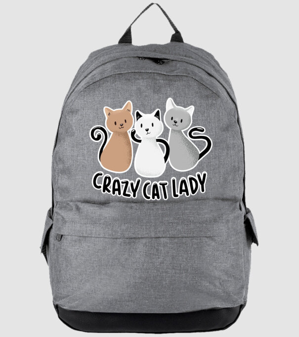 Crazy Cat Lady - fată nebună cu pisică model gri pe tricou
