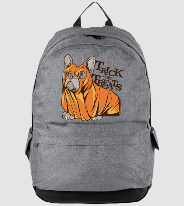 Trick or Treat Mops Halloween model gri pe tricou
