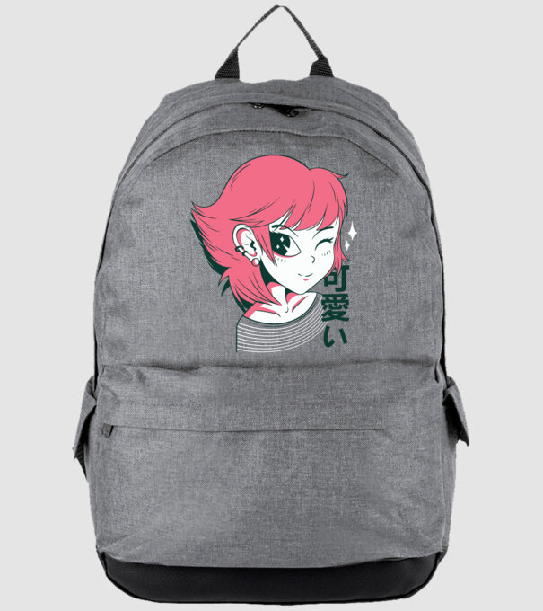 Fată drăguță Anime model gri pe tricou
