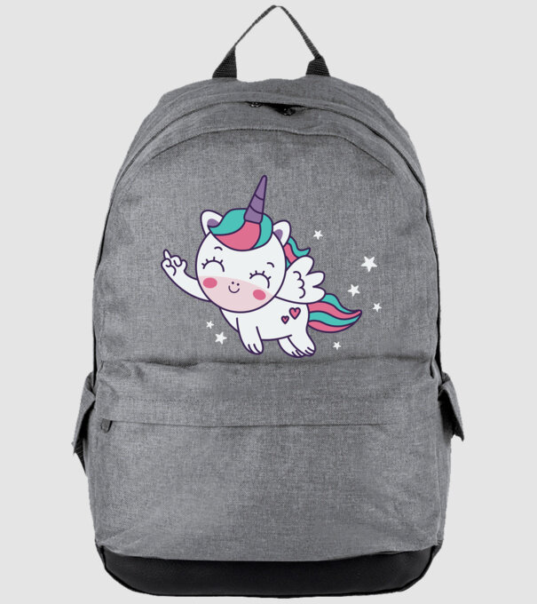 Unicorn drăguț arată degetul model gri pe tricou
