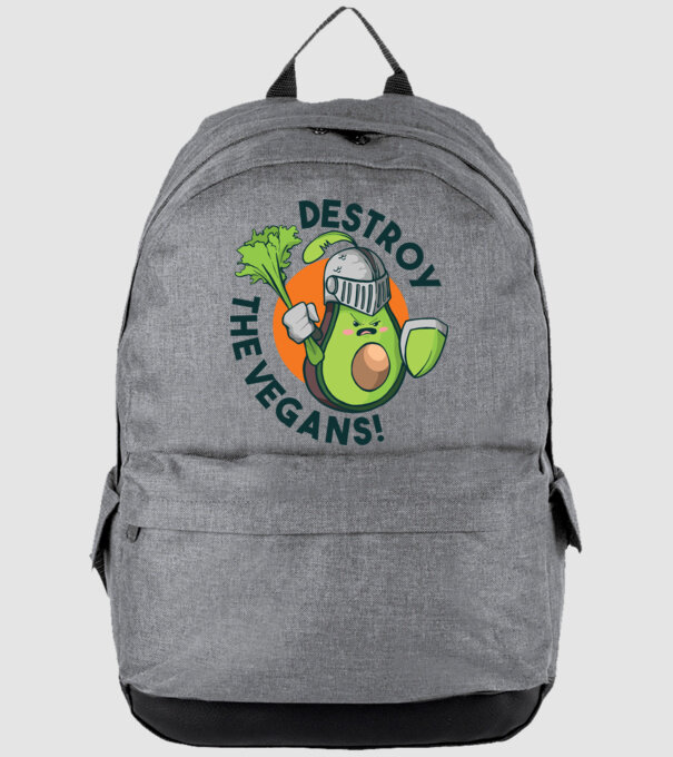 Destroy the Vegans - tricou amuzant războinic Avocado model gri pe tricou