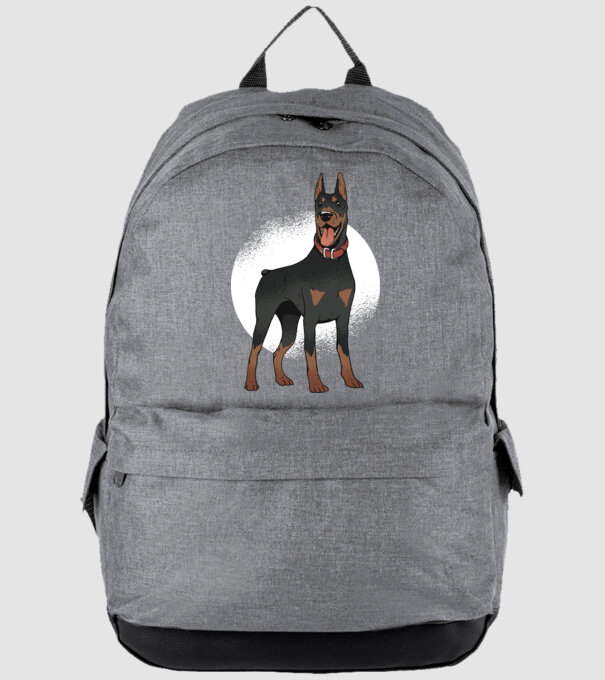 Tricou cu câine dobermann model gri pe tricou