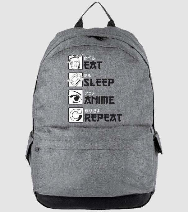 Eat Sleep Anime Repeat model gri pe tricou
