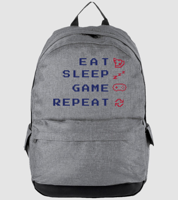 Eat Sleep Game Repeat model gri pe tricou