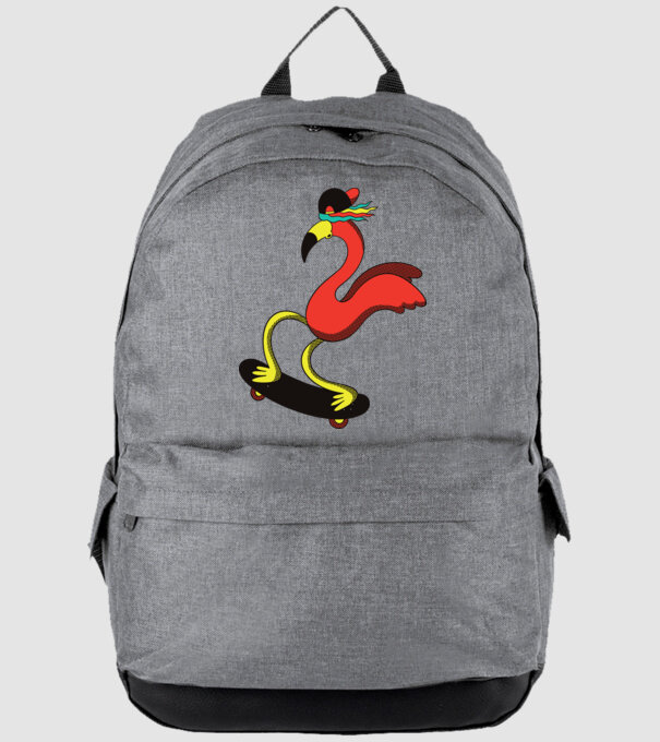 Flamingo Skateboarder model gri pe tricou