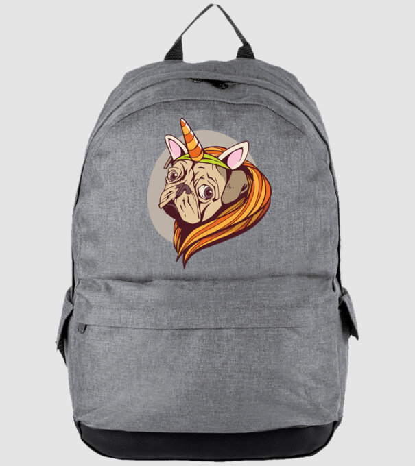 Halloween Mops în costum de Unicorn model gri pe tricou