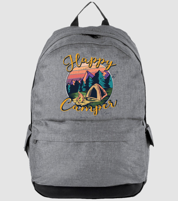 Happy Camper tricou camping model gri pe tricou