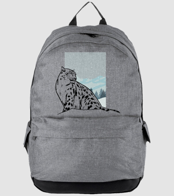 Leopard de zăpadă pisică mare model gri pe tricou