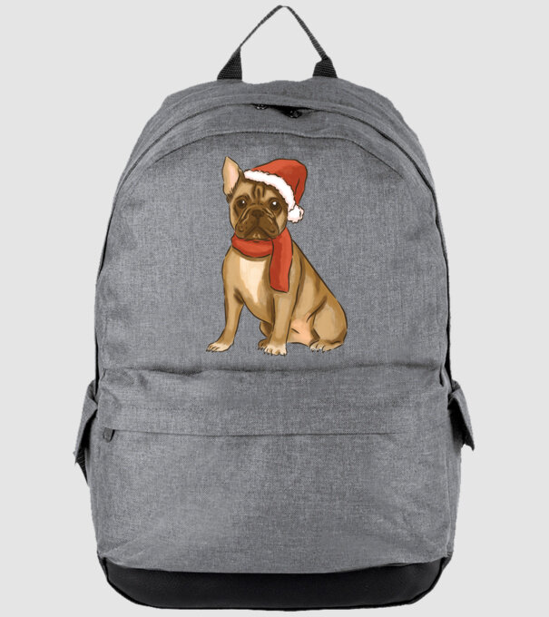 Bulldog francez de Crăciun model gri pe tricou