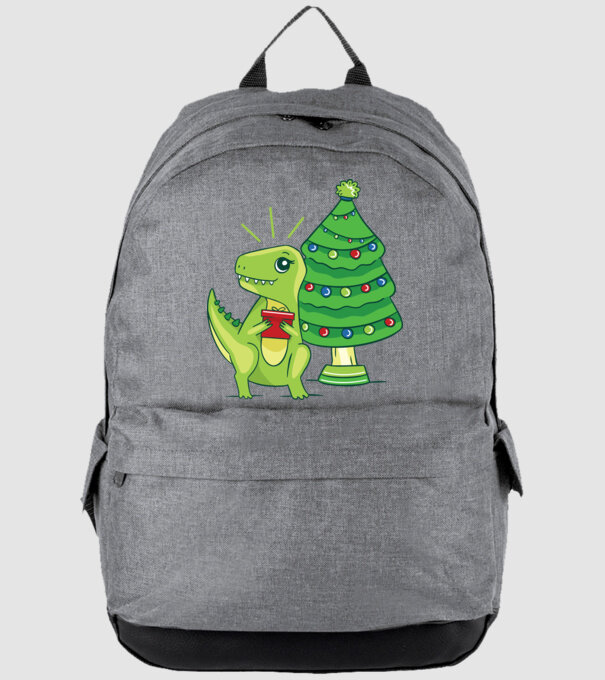 T-rex de Crăciun model gri pe tricou