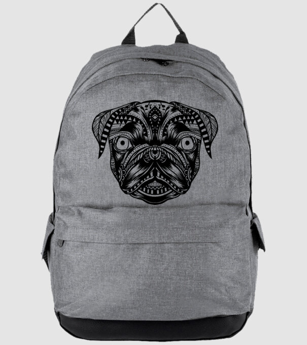 Mandala Cap Mops model gri pe tricou