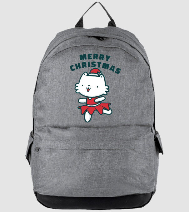 Pisică Merry Christmas model gri pe tricou