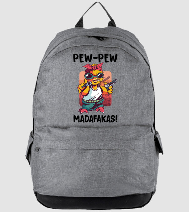 Pew Pew Pew Madafakas Pui alb model gri pe tricou