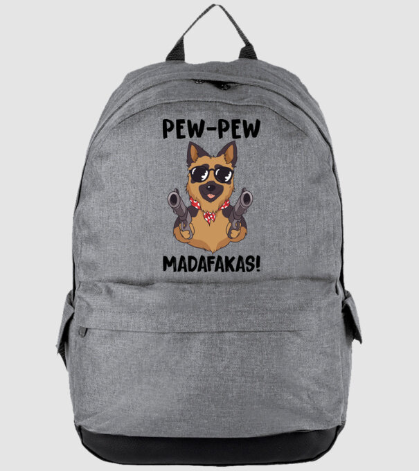 Pew Pew Pew Madafakas Ciobănesc german alb model gri pe tricou