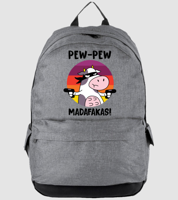 Pew Pew Pew Madafakas Vacă alb model gri pe tricou