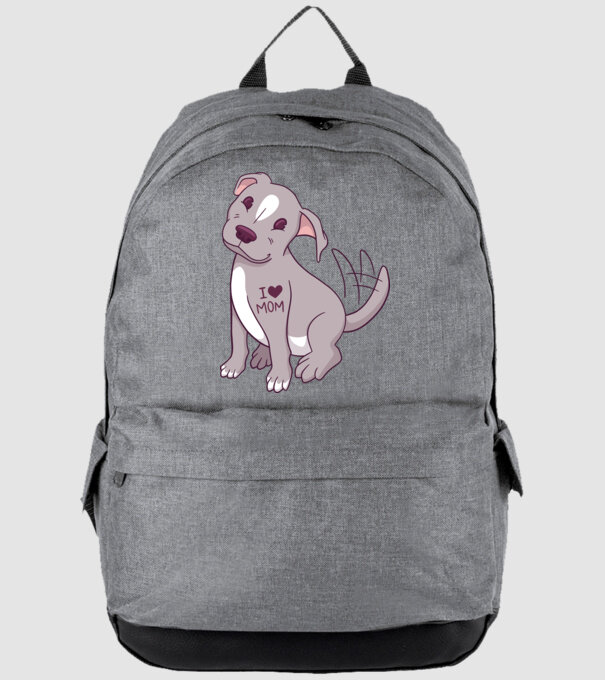 Pitbull - I Love Mom model gri pe tricou