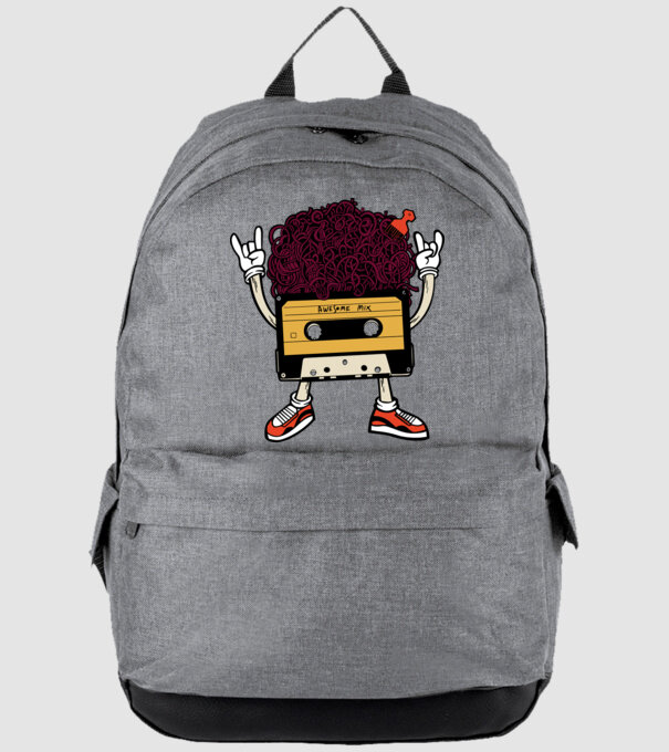 Casetă retro cu păr afro model gri pe tricou