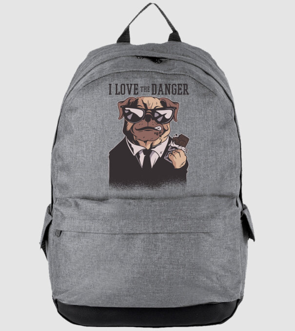 Iubesc pericolul Tricou cu mops model gri pe tricou