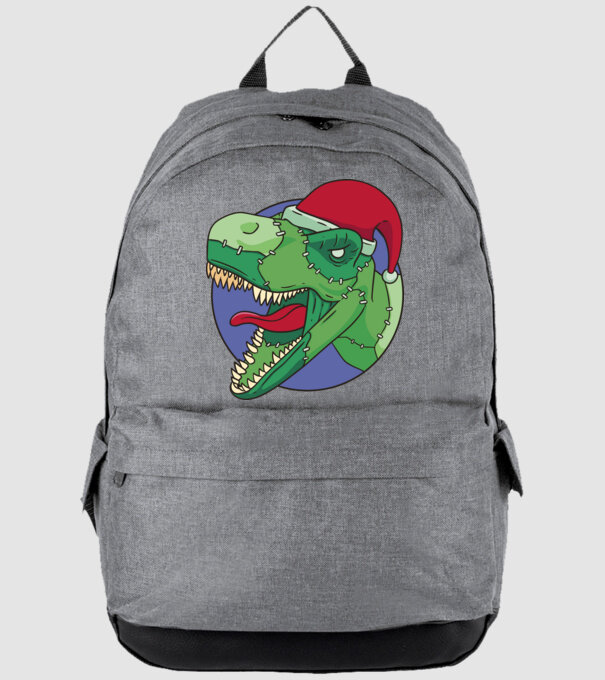 T-rex Santa model gri pe tricou