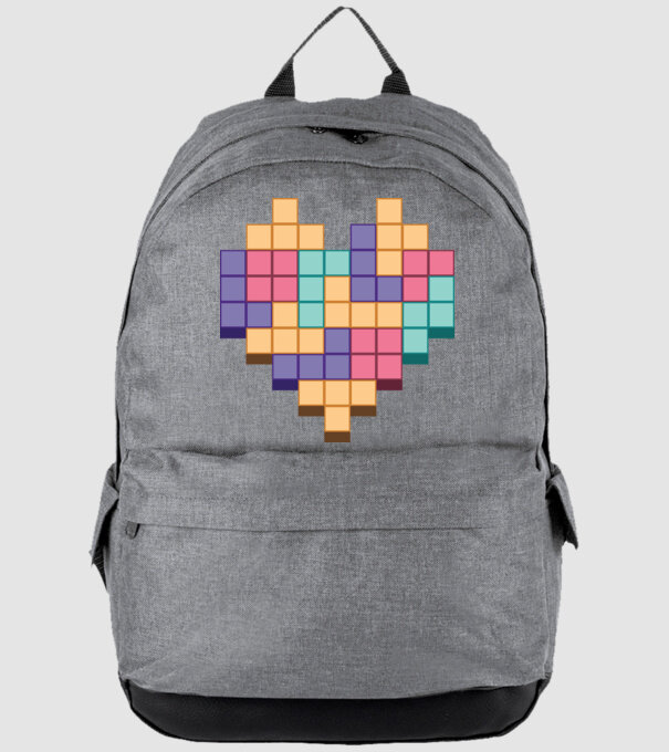 Inimă Tetris model gri pe tricou