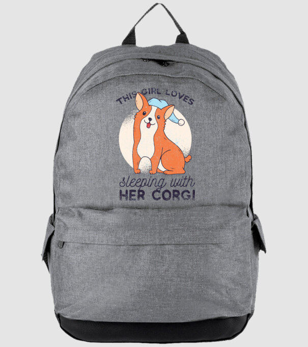 This Girl Loves sleeping with her Corgi model gri pe tricou