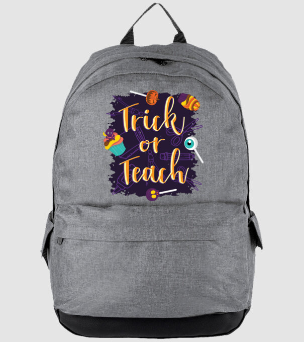 Trick or Teach Halloween pentru profesori model gri pe tricou