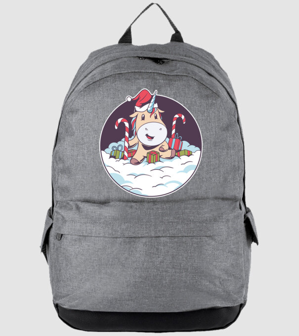 Unicorn Moș Crăciun cu cadouri model gri pe tricou