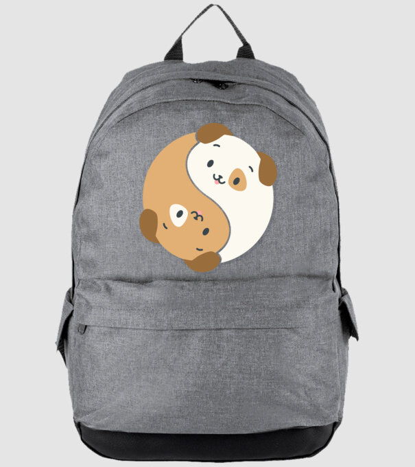 Câini Yin Yang model gri pe tricou
