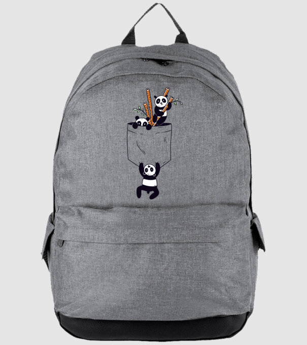 Panda de buzunar model gri pe tricou